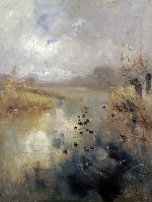 Pompeo Mariani - Ducks On a Lake
