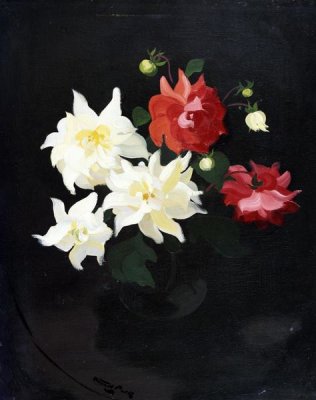 James Stuart Park - Red and White Dahlias