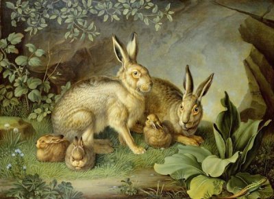 Johann Wenzel Peter - Hares and Leverets In a Rocky Lair