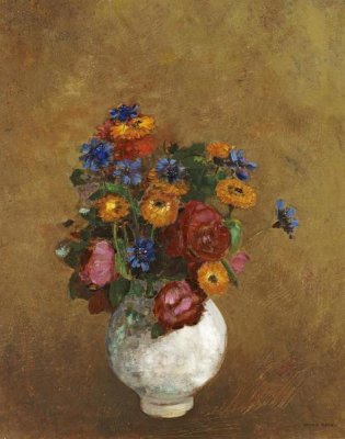 Odilon Redon - Bouquet of Flowers In a White Vase