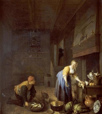 Hendrik Martensz Sorgh - A Kitchen With a Kitchen Maid