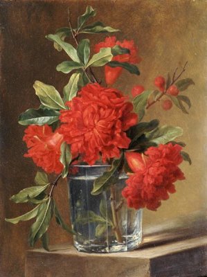Gerard Van Spaendonck - Red Carnations and a Sprig of Berries