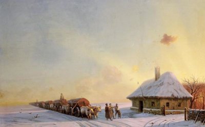 Ivan Konstantinovich Aivasowsky - Ukranian Oxcart Drivers In Winter