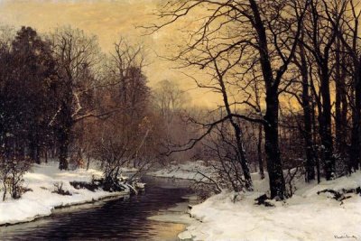 Anders Andersen-Lundby - A Winter River Landscape