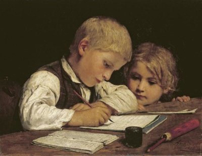 Albert Anker - A Boy Writing