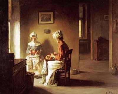 Joseph Bail - Seamstresses In An Interior