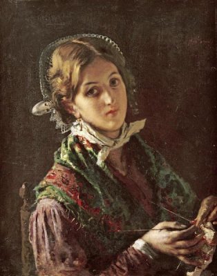 Mose Bianchi - A Woman Knitting
