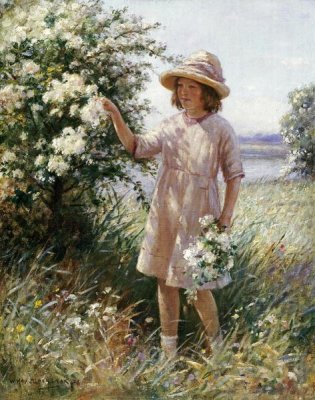 William Kay Blacklock - Picking May Blossom