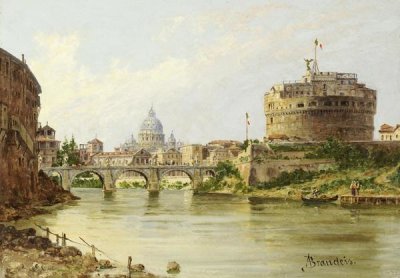 Antonietta Brandeis - The Tiber With The Castel Sant'Angelo and St.Peter's, Rome
