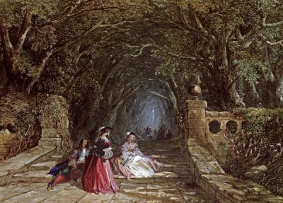 John Edmund Buckley - Elegant Figures on a Wooded Path