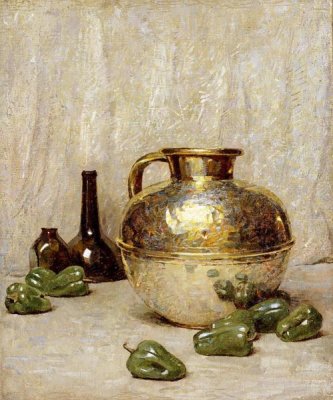 Soren Emil Carlsen - Still Life With Green Peppers and Jug