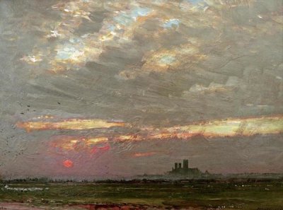Albert Goodwin - Lincoln Cathedral at Sunset