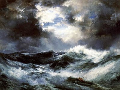 Thomas Moran - Moonlit Shipwreck at Sea