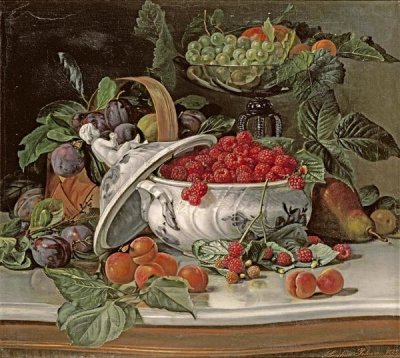 Sophus Pedersen - Plums, Grapes and Raspberries