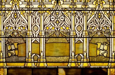 Tiffany Studios - Leaded Glass Window, One of a Pair