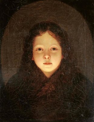 Petrus Van Schendel - A Girl, Head and Shoulders