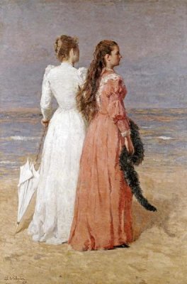Isidore Verheyden - Elegant Women on a Beach