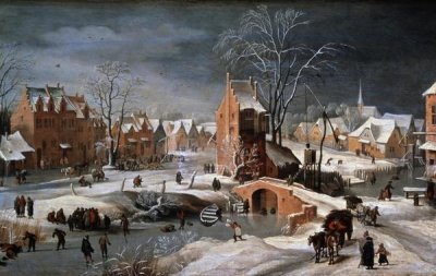 Pieter Bruegel the Younger - Winter Scene With Ice Skaters and Birds