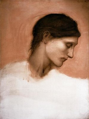 Sir Edward Burne-Jones - Study of a Girl's Head