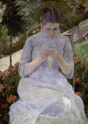 Mary Cassatt - Young Woman Sewing in the Garden