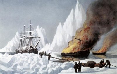 Currier and Ives - American Whalers Crushed In The Ice