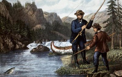 Currier and Ives - Salmon Fishing