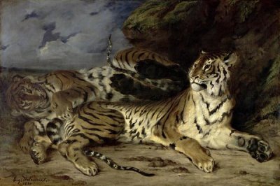 Eugene Delacroix - Young Tiger Playing with his Mother