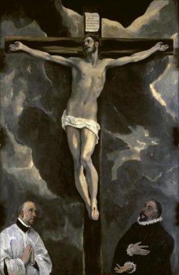 El Greco - Christ on the Cross Adored by Two Donors