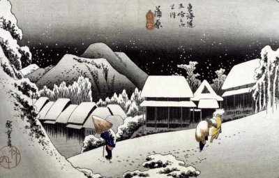 Hiroshige - Kambara, Night Snow