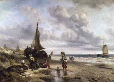 Jan Mari ten Kate - Children Playing By The Ocean