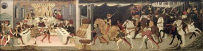 Master of Jarves Cassoni - Story of Alatiel On Horseback and at a Banque