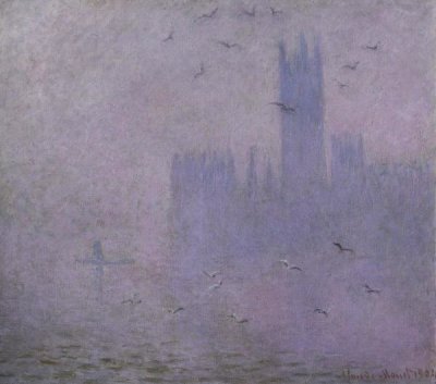 Claude Monet - Seagulls (The River Thames & Houses of Parliament, London)