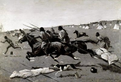 Frederic Remington - Indian Village Routed, Geronimo Fleeing From Camp