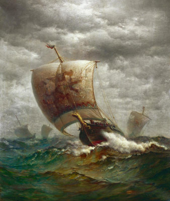 James Gale Tyler - Viking Ships at Sea