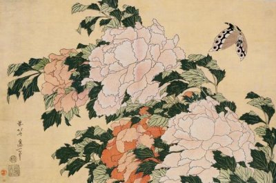 Hokusai - Pink and Red Peonies