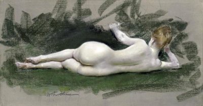 William Merritt Chase - Reclining Nude