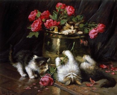 Leon-Charles Huber - Playful Kittens