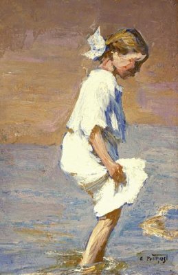 Edward Henry Potthast - Wading at the Shore