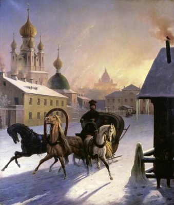 Carl von Hampeln - Troika on St. Petersburg Street