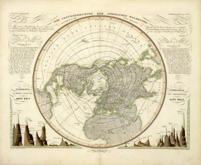 Heinrich Berghaus - Die Isothermkurven Der Nordlichen Halbkugel, 1838