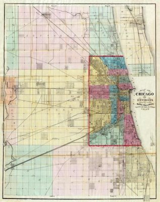 Rufus Blanchard - Map of Chicago and Environs, 1869