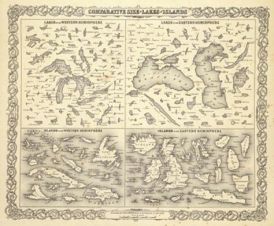 G.W. Colton - Comparative Size of Lakes and Islands, 1856