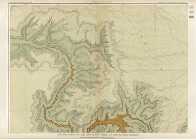 Clarence E. Dutton - Grand Canyon - Geologic Map of The Southern Part of The Kaibab Plateau (Part I. North-Western Sheet), 1882