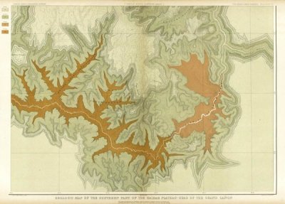 Clarence E. Dutton - Grand Canyon - Geologic Map of The Southern Part of The Kaibab Plateau (Part IV. South-Eastern Sheet), 1882