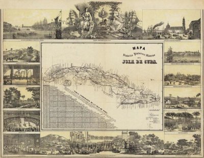 B. y Ca. May - Mapa Historico Pintoresca Moderno de al Isla De Cuba, 1853