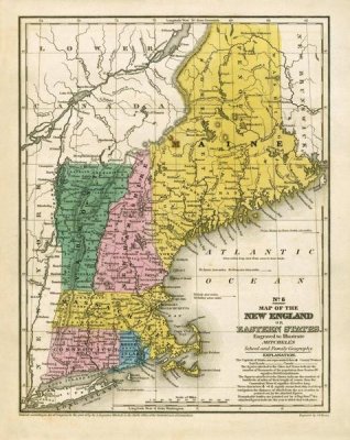 Samuel Augustus Mitchell - Map of the New England or Eastern States, 1839
