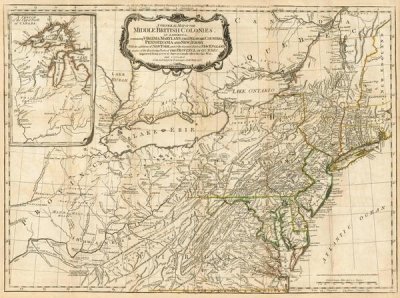 Robert Sayer - A General Map of the Middle British Colonies, in America, 1776
