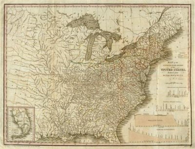 Henry S. Tanner - A Connected View of The Whole Internal Navigation of the United States, 1830