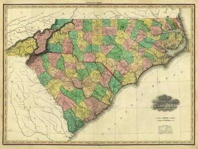 Henry S. Tanner - Map of North & South Carolina, 1823