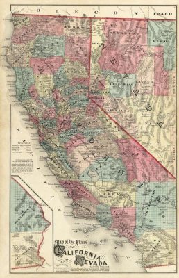 Thos. H. Thompson - Map of the States of California and Nevada, 1877